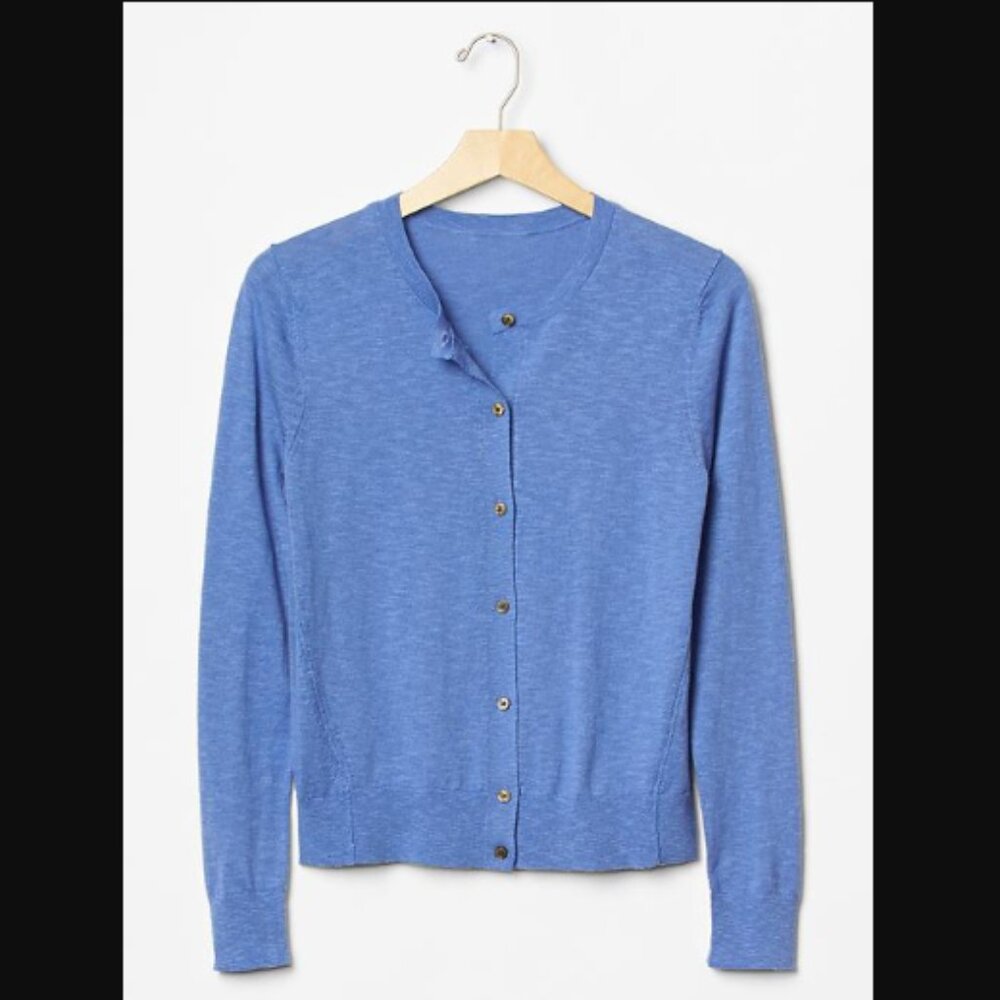 GAP Slub Crew Cardigan Shade Shirting Blue Size M Retail Price $49.95 - Picture 3 of 12